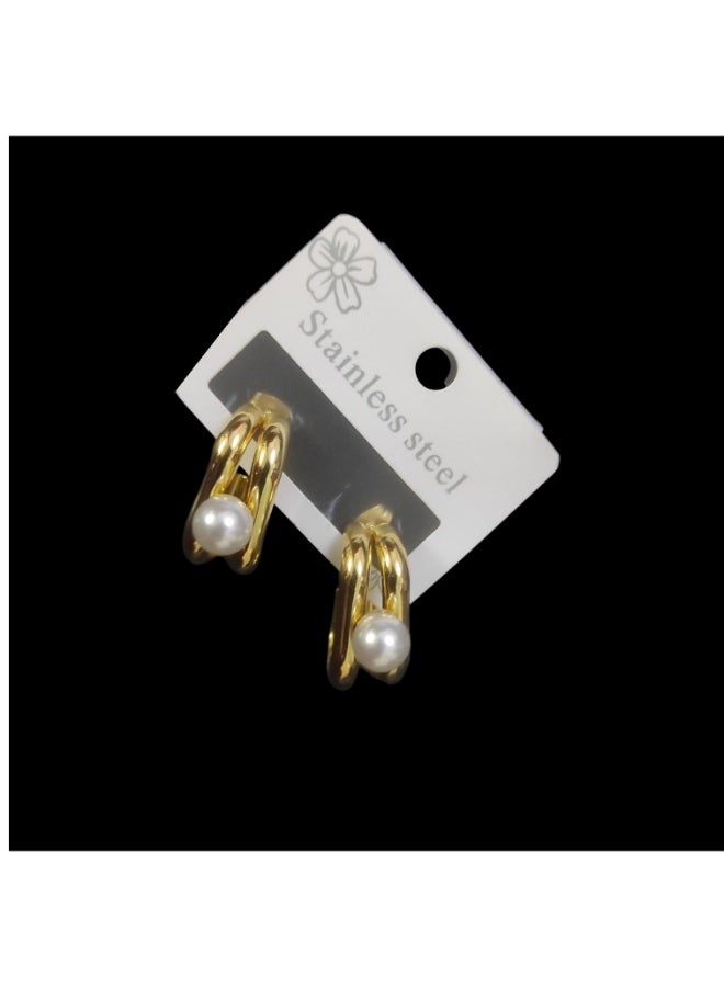 Radiant Elegance: Gold-Plated Stainless Steel Pearl Earrings – Modern Luxury for Every Day - Image 3